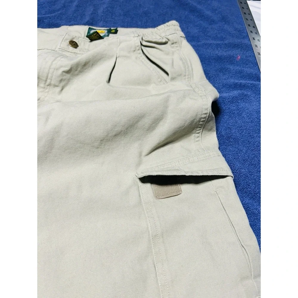 Men's‎ Cabelas Double Knee Cargo Pants Sz 36W 33 L Beige Straight Leg